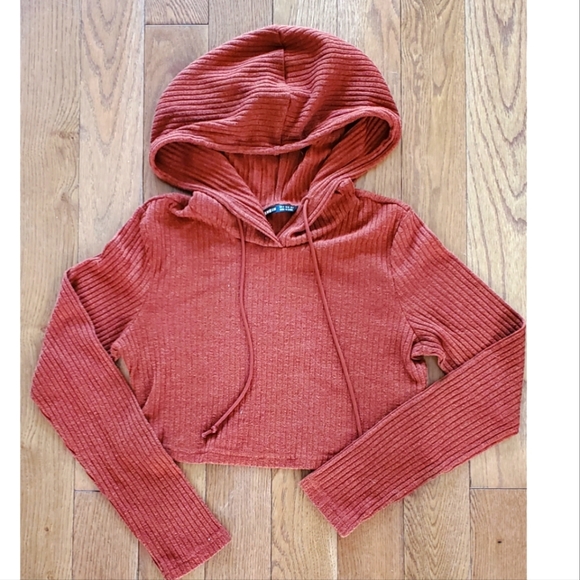 SHEIN Tops - 4/$25 SHEIN Burnt Orange Cropped Hoodie - Size M